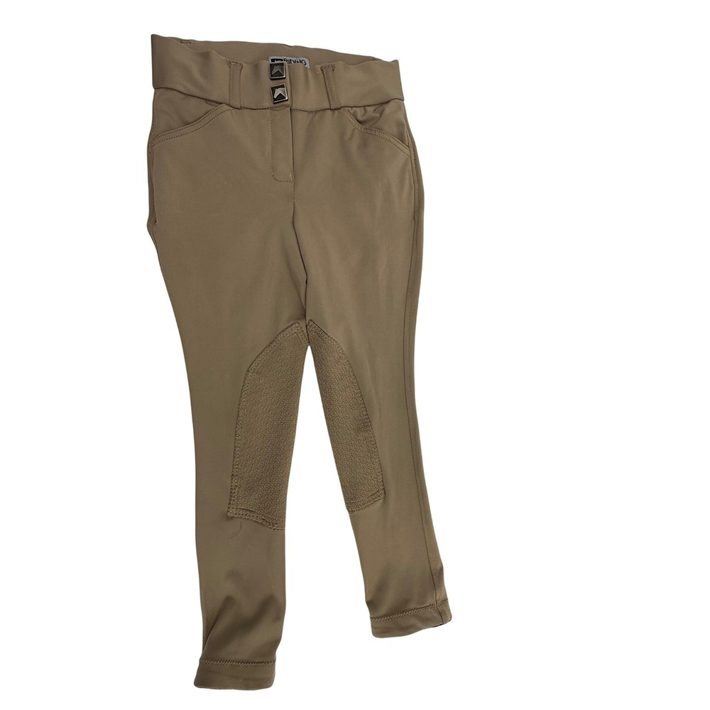 Riding Sport Kids Breeches Size 8 Tan Equestrian Schooling Pants Grip Knee Patch